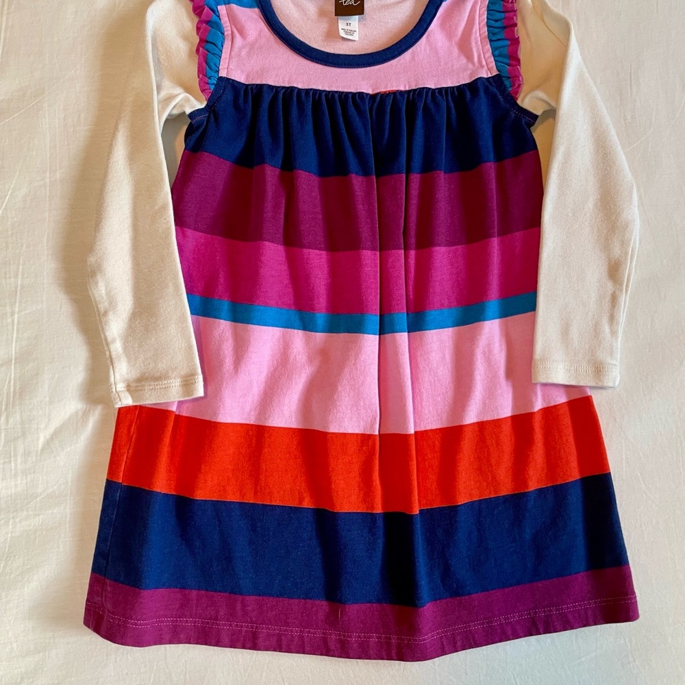 Tea Collection Colorful Striped Long Sleeve Dress, new without tags